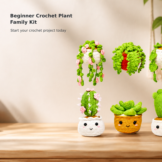 Beginner Crochet Kit – 6 Hanging Potted Plants
